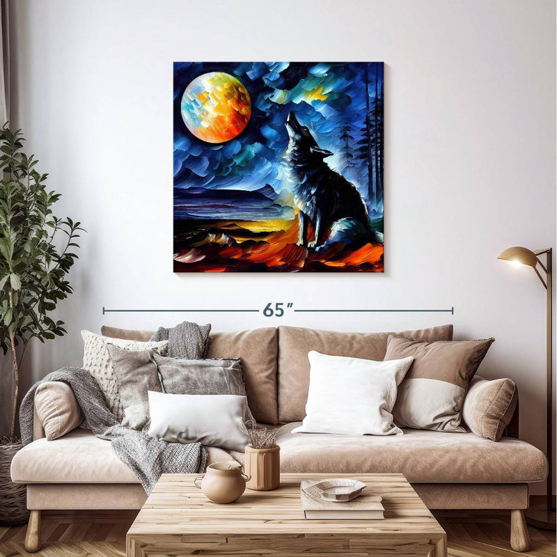 Brampt Moonlit Wolf I, 39" H x 39" W