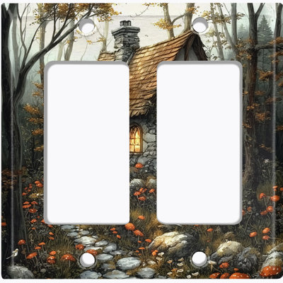 Couvercle de plaque d'interrupteur en métal; Fauteuil à bascule GFI - Whimsical Forest Cottage