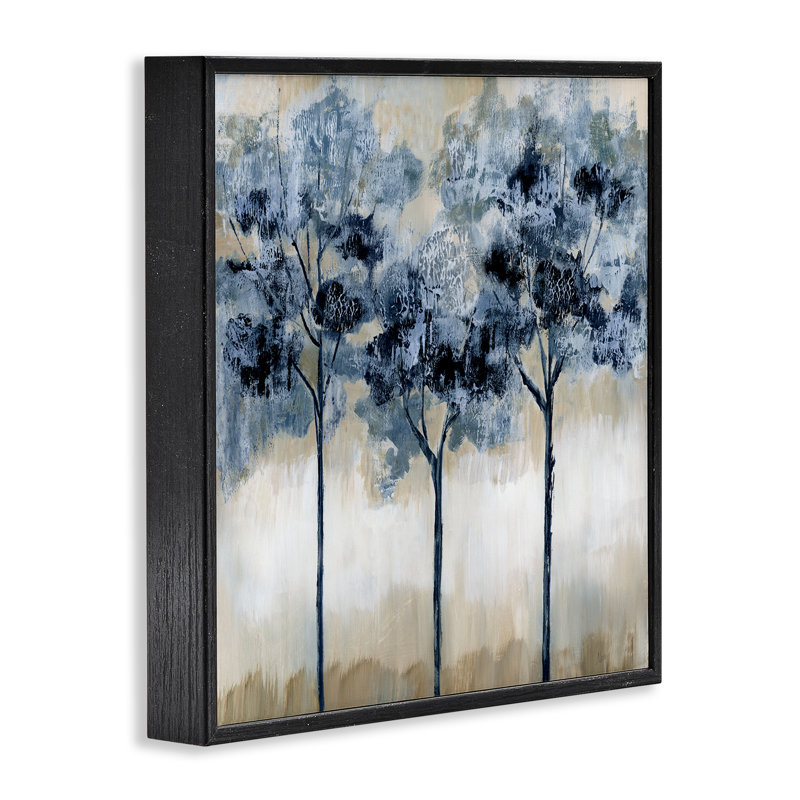 Trio d'arbres tachetés, estampe numérique, design par Nan, Giclée encadrée noir minuit, H 12 po x l 12 po
