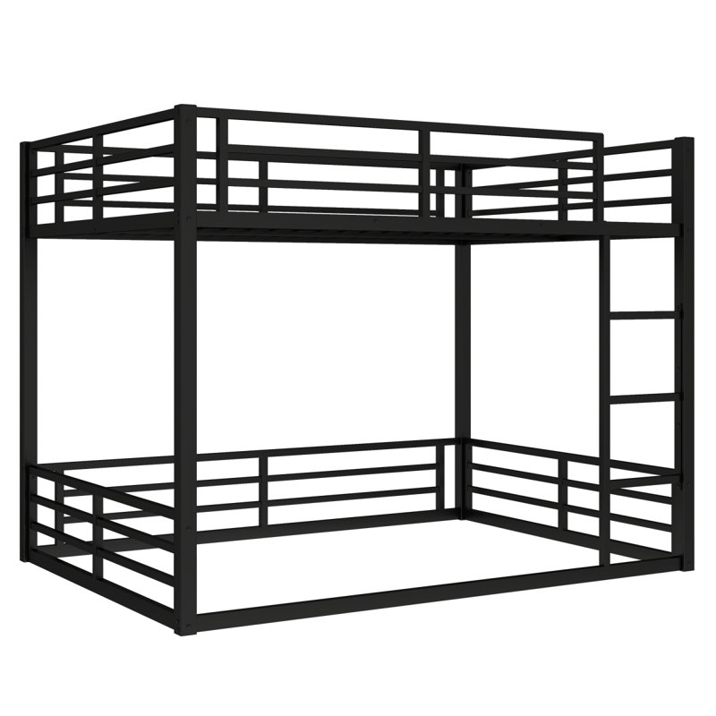 Lit superposé en métal pour grand lit pour les adolescents et les adultes, peu encombrant, réduit le bruit / pas de sommier tapissier, noir