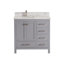 Meuble-lavabo autoportant 36 po Anvay en vert forêt avec comptoir en quartz de Carrare-854504655-895541825