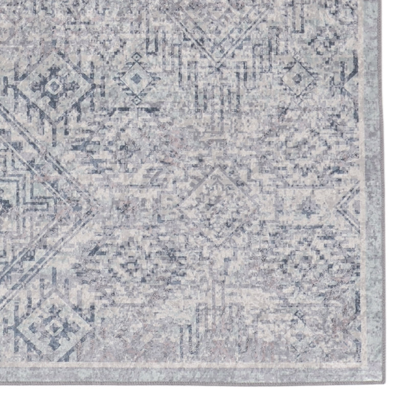 Emanuel Modern Machine Woven Flatweave Gray and Thistle Area Rug with Non Skid Backing , Rectangle 6'7" x 9'7"