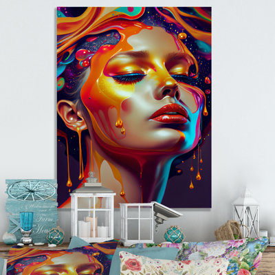 Encre liquide, portrait de femme sensuelle III - Impression sur toile