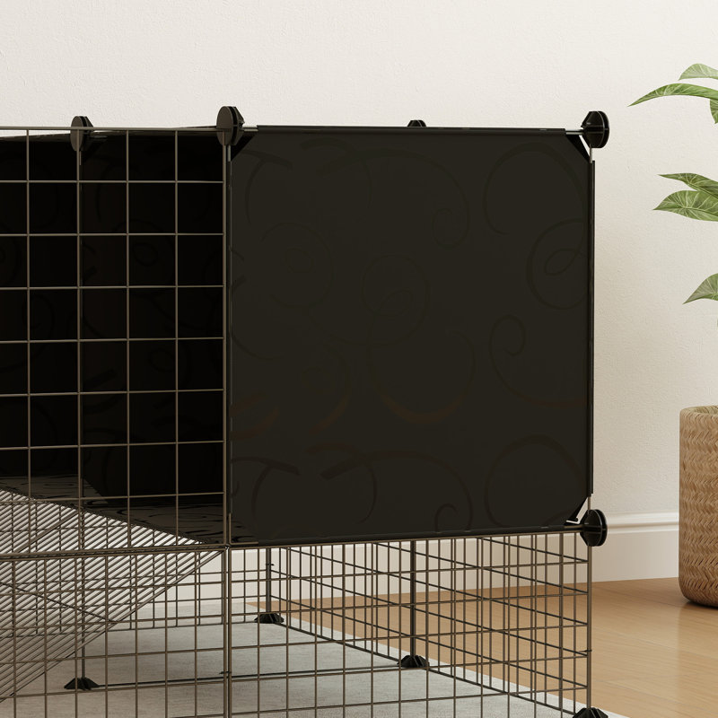 DIY Small Animal Cage with Elevated Huts for Guinea Pigs Rabbits
