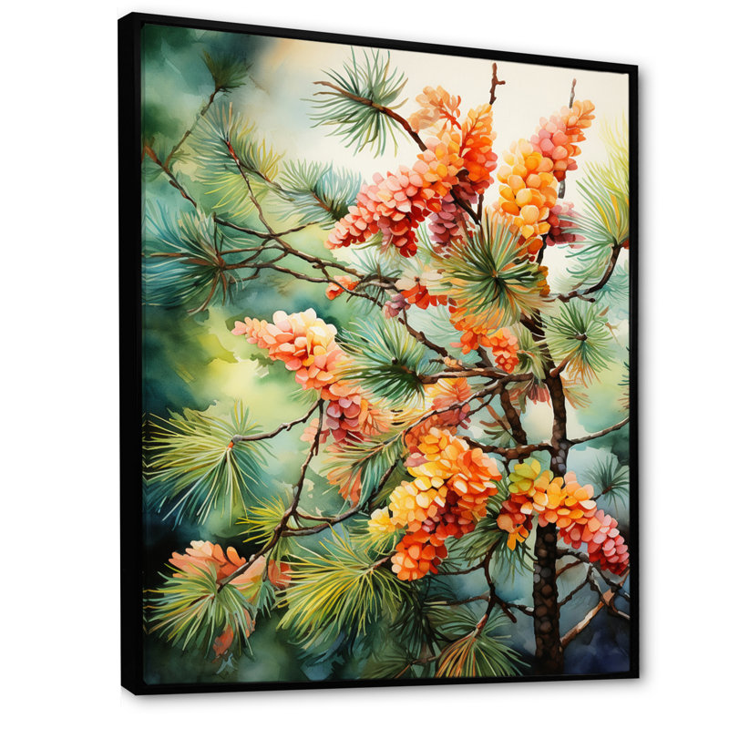 «Pine Tree Autumn Symphony I» sur toile, H 40 po x l 30 po x P 1,5 po, Cadre flottant noir