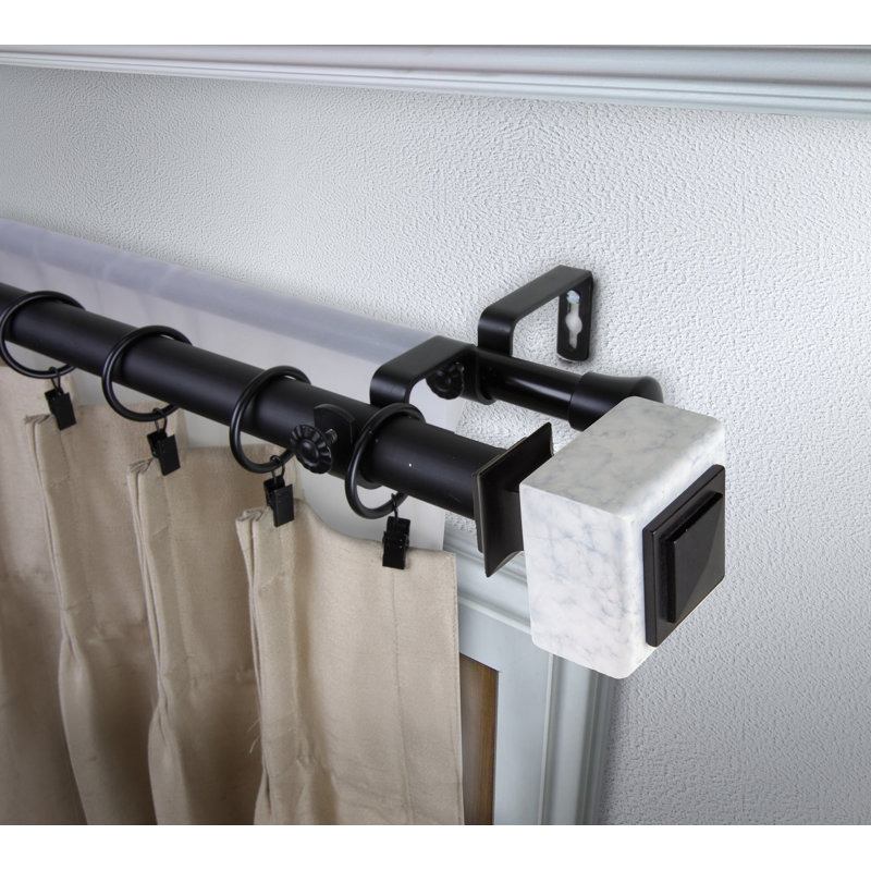 Tringle à rideaux double Kathie, Noir, H 2,5 po x l 170 po x P 6,75 po