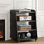  Ensemble de support pour tourne-disque avec rangement pour le salon, la chambre à coucher, le bureau, la table de bout avec support de table tournante avec rangement ouvert, support audio-1470583053