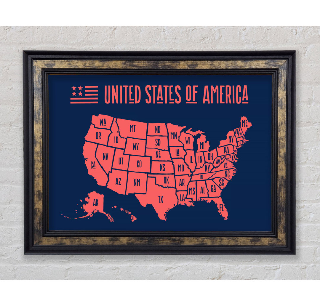 States Of America 1 - Einzelne Bilderrahmen Typografie