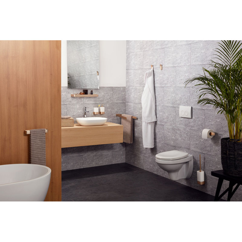 Aline Wall Mounted Toilet Brush and Holder, Brushed gold look