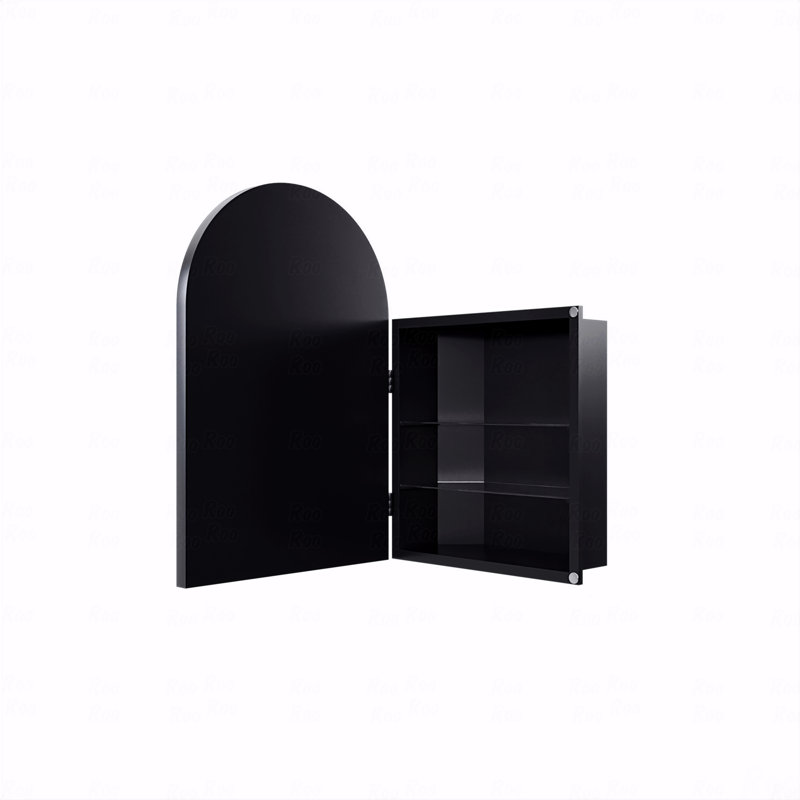 Pharmacie d'angle en métal 18 x 24 pouces avec miroir arqué, tablettes en verre réglables, rangement pour salle de bain peu encombrant