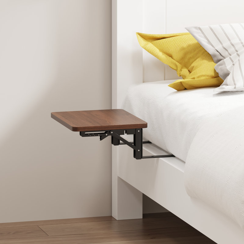 25 cm W Aluminium Bedside Table, Dark Walnut Rectangle