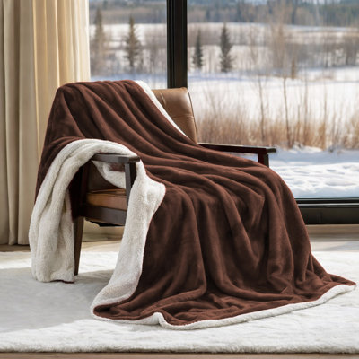 Reversible Sherpa Fleece Fur Thick Blanket