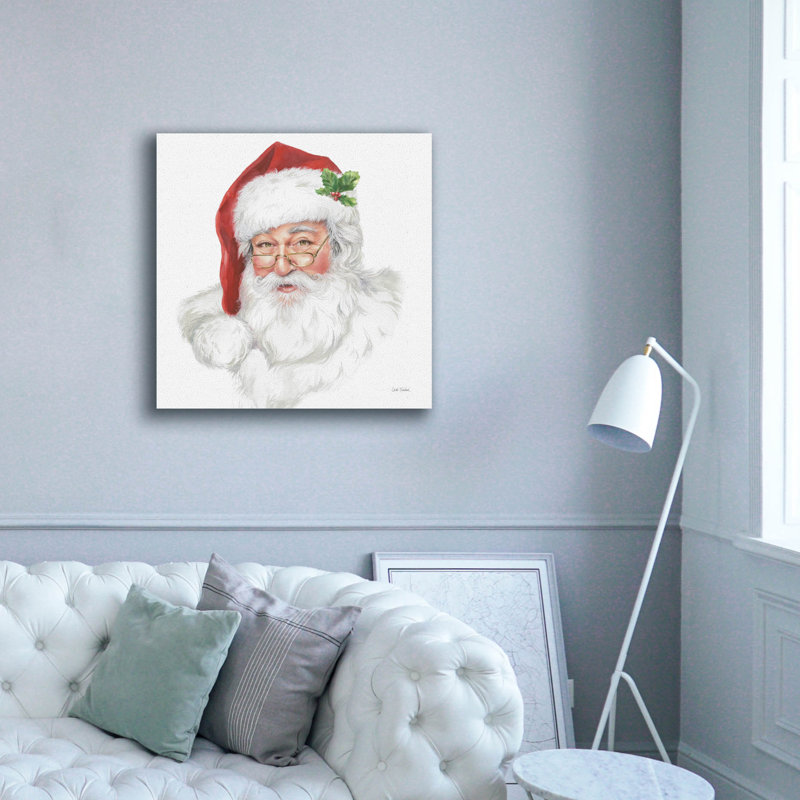 «Jolly Santa» par Leslie Trimbach, art mural sur toile, H 37 po x l 37 po x P 1,5 po