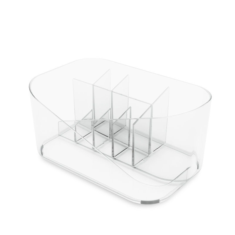 Clear Rectangular Acrylic Makeup Organizer with Compartments