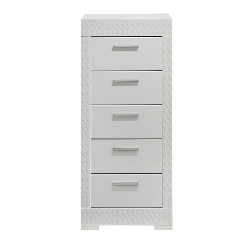 Commode 5 tiroirs de style moderne en bois blanc