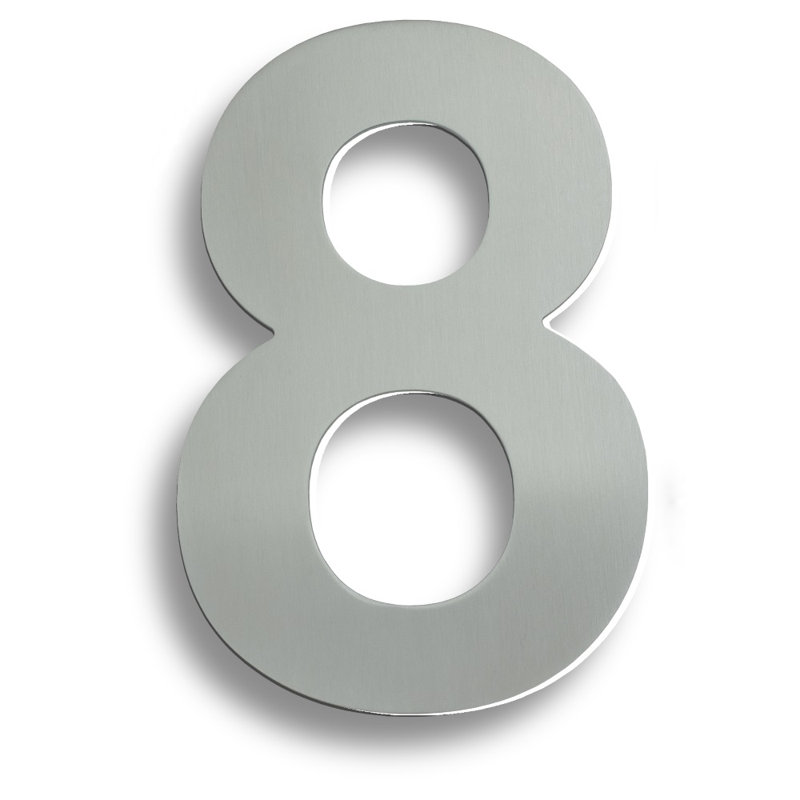 Colindale 18cm H Stainless Steel House Number, Polished Stainless Steel, 8