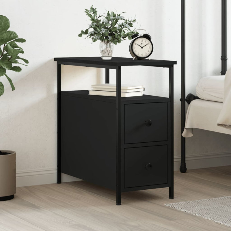 Bourkelands 30cm W Iron Bedside Table, Black, Individual