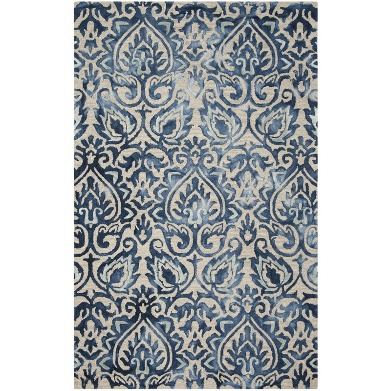 Tapis géométrique en laine / coton touffeté à la main Pimentel, Rectangle 3 pi x 5 pi