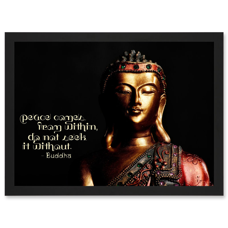 Peace Comes From Within Buddha Statue Uplifting Quote - Single Picture Frame Print