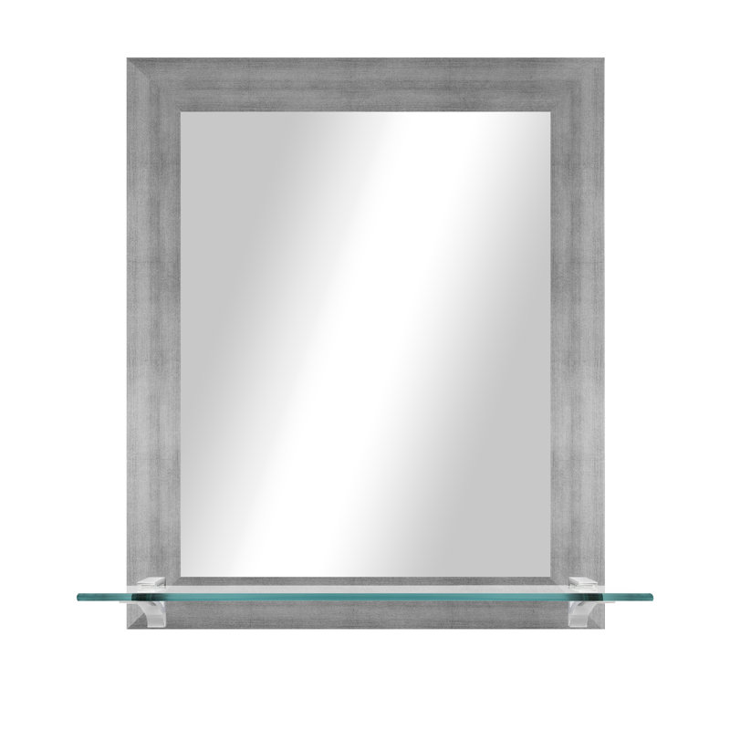 Kridia Flat Wall Mirror, Vertical, 25.5" H x 21.5" W, Matte Silver