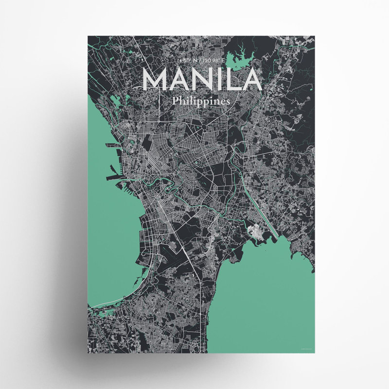 Manila City Map In Dream - No Frame Print, 27.6cm H x 19.7cm W x 0.05cm D