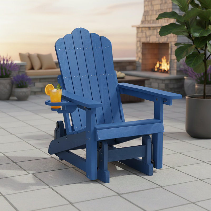 Chaise berçante d'extérieur en PEHD Adirondack, Bleu Berlin, No
