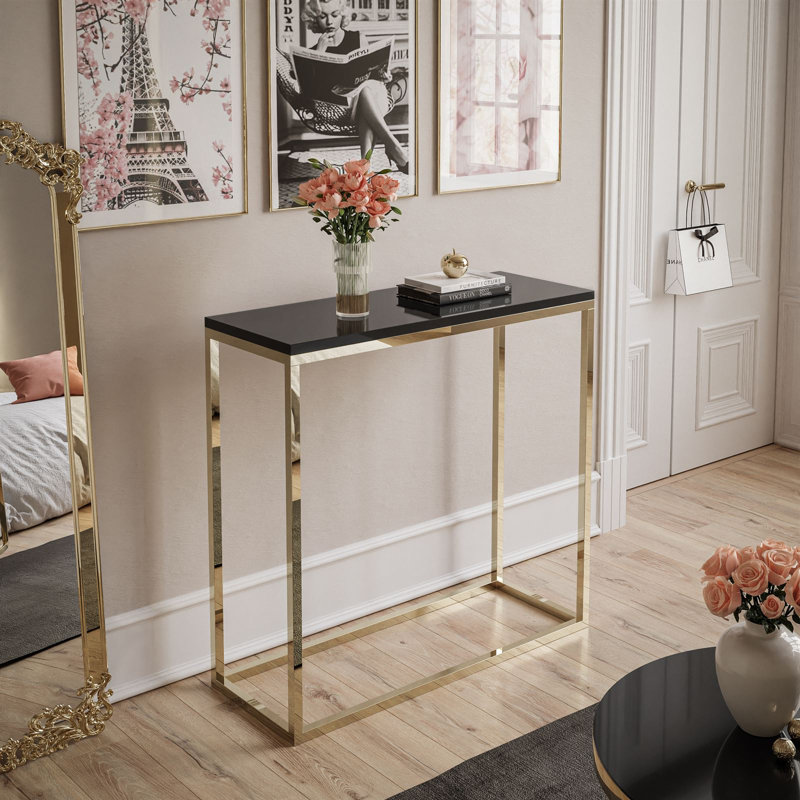 Console Nanafalia, 78cm H x 80cm W x 30cm D, High-Gloss Black