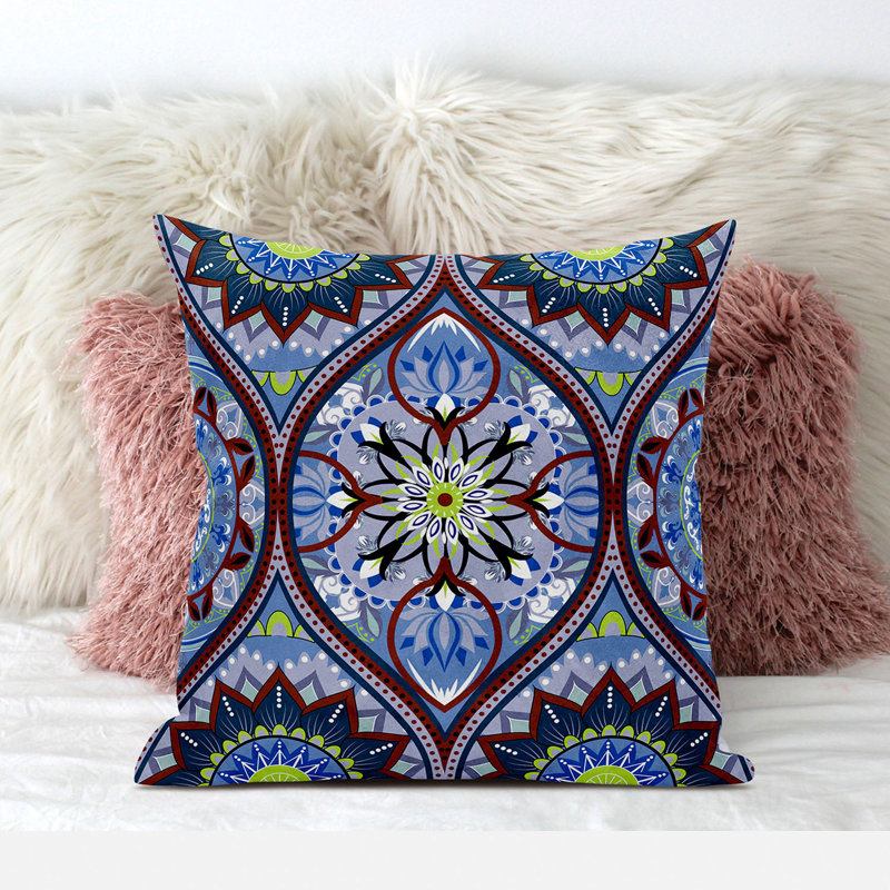 Polyester Throw Square Pillow Cover & Insert, Blue/Green, 16" x 16"