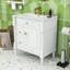 Meuble-lavabo autoportant élégant avec lavabo en céramique, grand rangement et tablette réglable-832032853-832032857