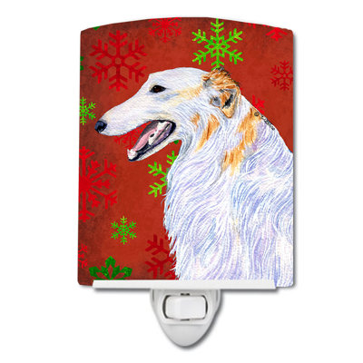 Borzoi Snowflakes Holiday Christmas Ceramic Night Light