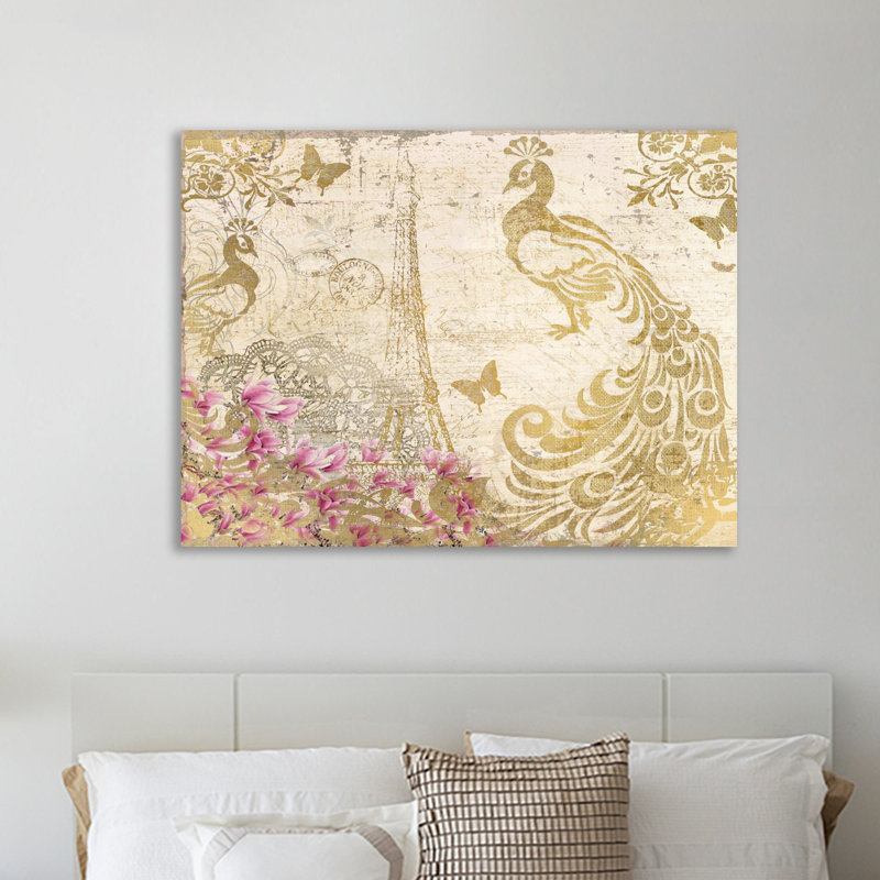 «Peacock in Gold» par Kimberly Allen, impression sur toile tendue, H 30 po x l 40 po x P 1,5 po