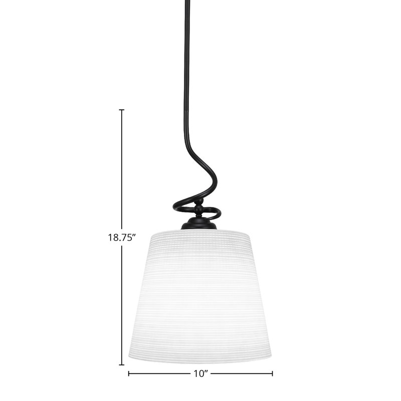 Capri Stem Hung Pendant, White, Matte Black