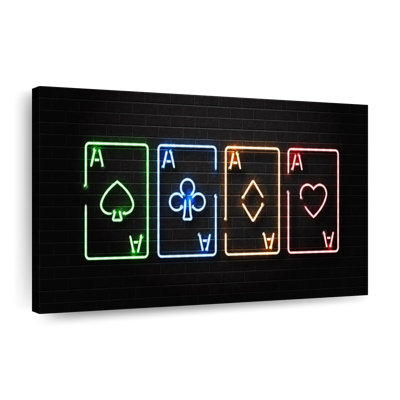 Neon Playing Cards Canvas Print