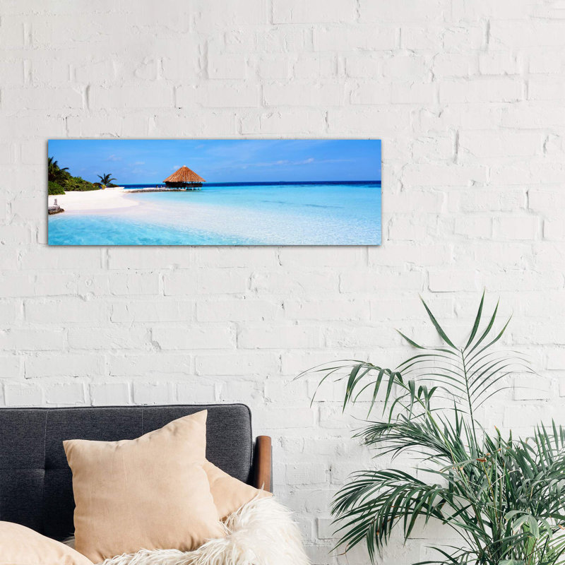 Beach Scene The Maldives - Wrapped Canvas Panoramic Print, 30.48 cm H x 91.44 cm W x 1.91 cm D