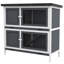 Cage à lapin en bois avec rampe, plateau amovible, toit résistant aux intempéries, intérieur / extérieur, gris