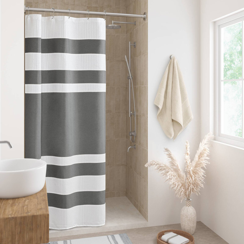 Rideau de douche spa gris anthracite gaufré 36 x 72 po avec traitement 3M, Charcoal, H 72 po x l 36 po