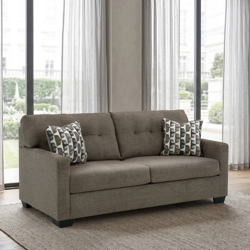 75" Upholstered Sofa, Brown Chenille