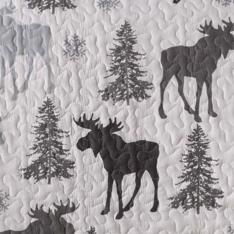 Gray Moose Reversible Twin Microfiber Quilt Set