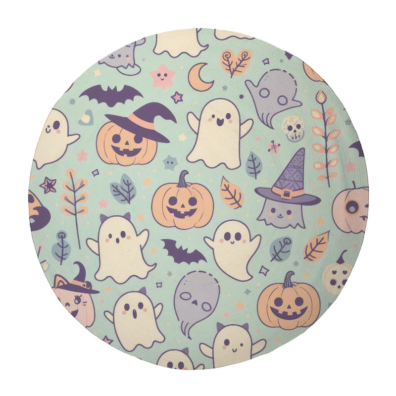 Eerie Blush Night Braided Rug, Round 5'
