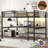 Queen Size Loft Bed For Small Bedroom Space-Saving Sleek Black Metal Frame With Built-In Power Outlets and LED Lights
