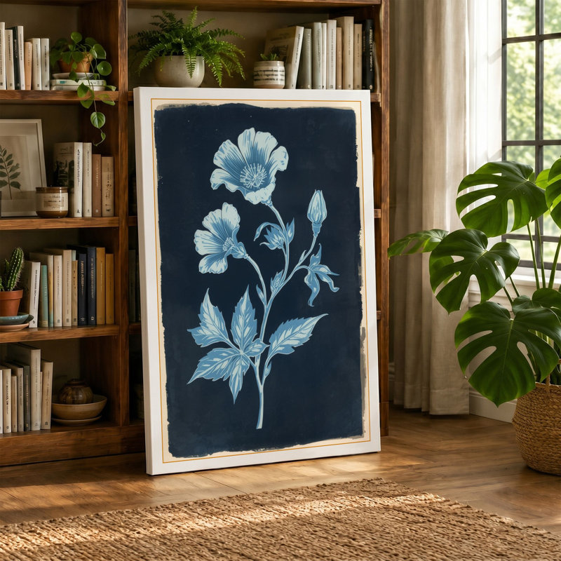 Pale Blue Botanical - Wrapped Canvas, 18x12 - 45.7 x 30.5 cm, White Border