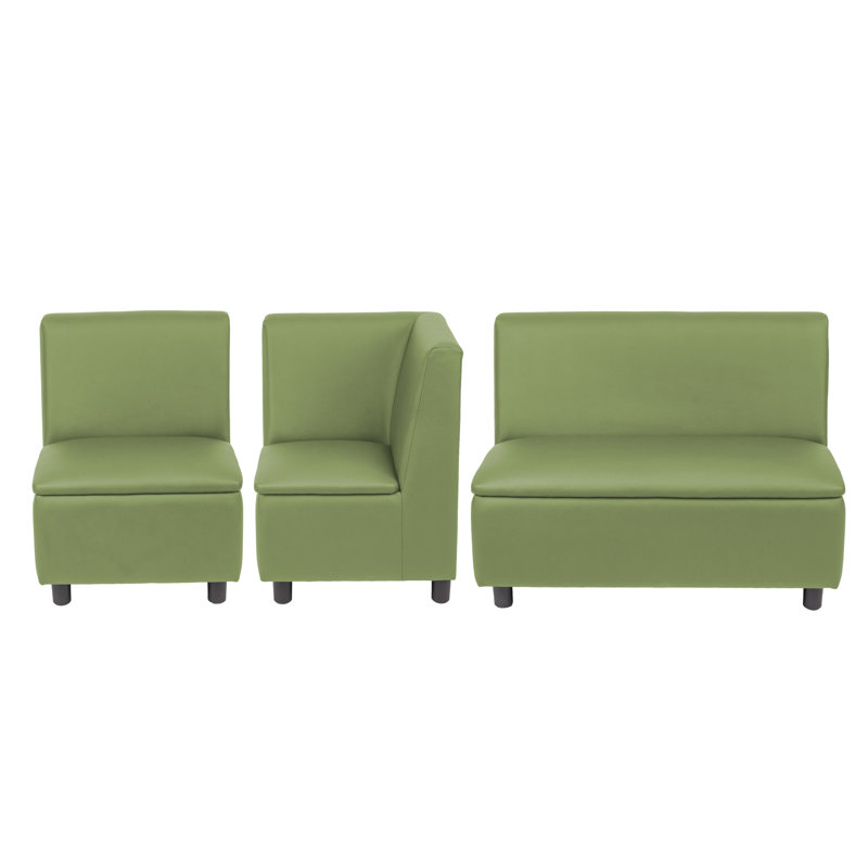 Kid Comfort Collective Modular L-Shaped Seating, 3-Piece Set - Fern Green, Fern Green