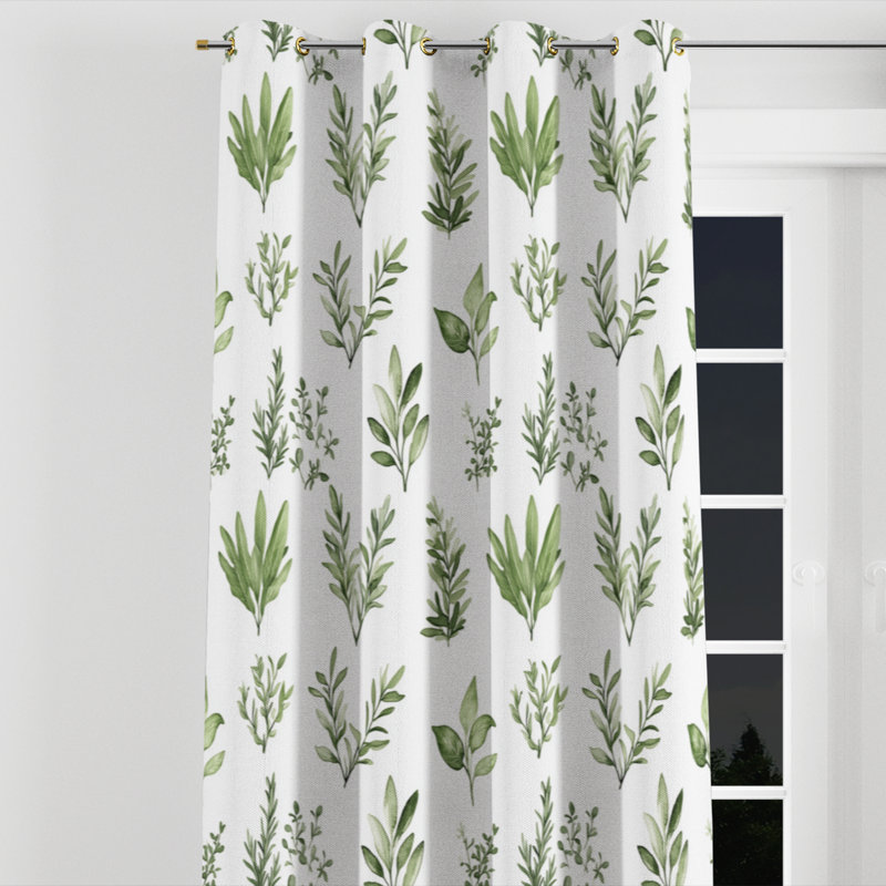 Country Farmhouse Curtains for bedroom - Floral Baffour Grommet Curtain - 1 Panel, Gold Grommets, 52" W x 108" L