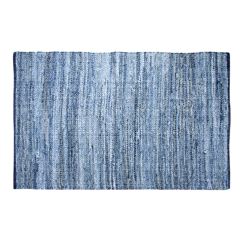 Tapis bleu abstrait noué à la main Jessenia, Rectangle 3 pi x 5 pi