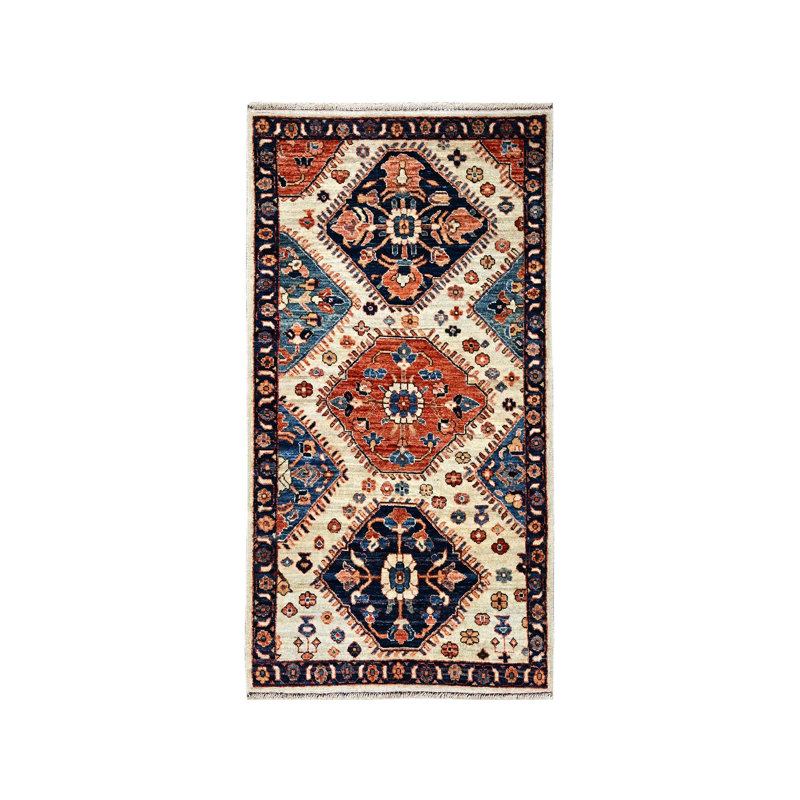 Tapis oriental rectangulaire en laine noué à la main 2 pi 7 po x 4 pi 10 po - MOA1021083
