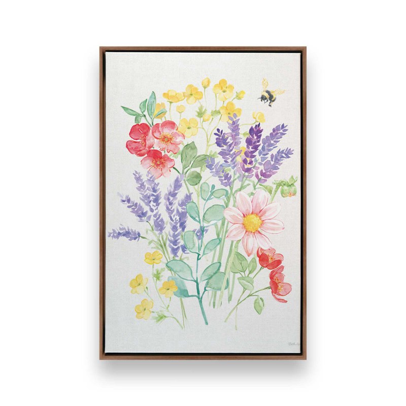 «Fresh Floral II» par Beth Grove, reproduction d'art, H 32 po x l 24 po, Cadre flottant, Brun