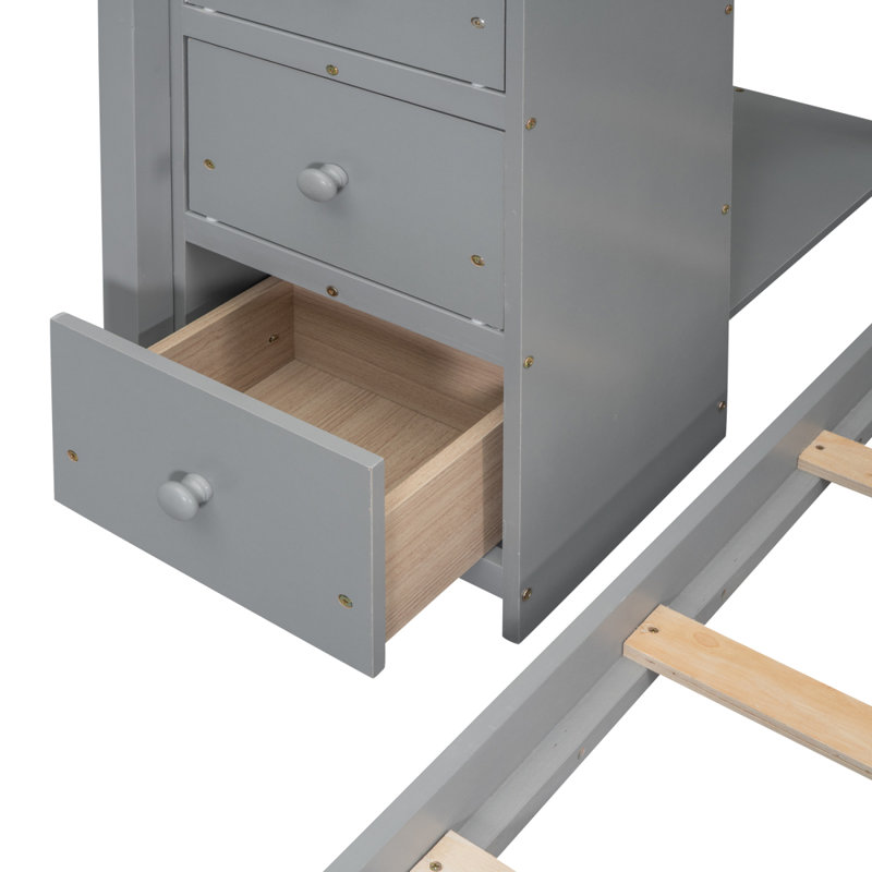 Au-dessus des lits superposés avec tablettes et étagères de rangement, Gris