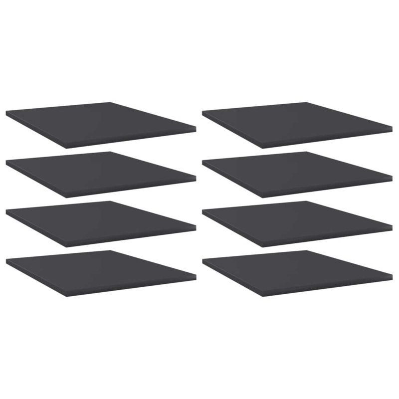 Bookshelf Boards 8 pcs Engineered Wood, Grey, (8 Shelves) 0.59" H x 15.75" W x 19.69" D