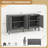 Modern 4-Door Buffet Cabinet with Diamond-Carved Doors, Adjustable Shelves Accent Sideboard for Living Room, Dining & Entryway