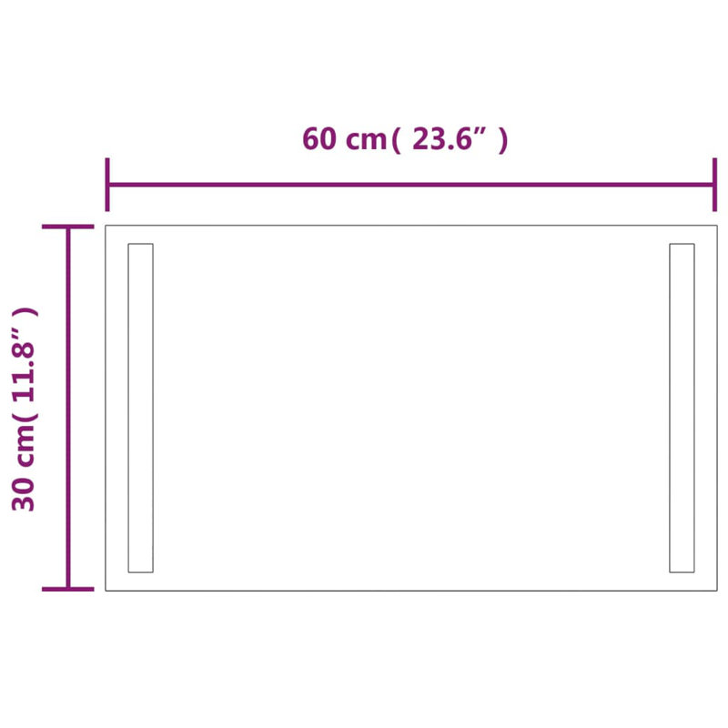 Kareny Flat Wall Mirror, 30 cm H x 60 cm W